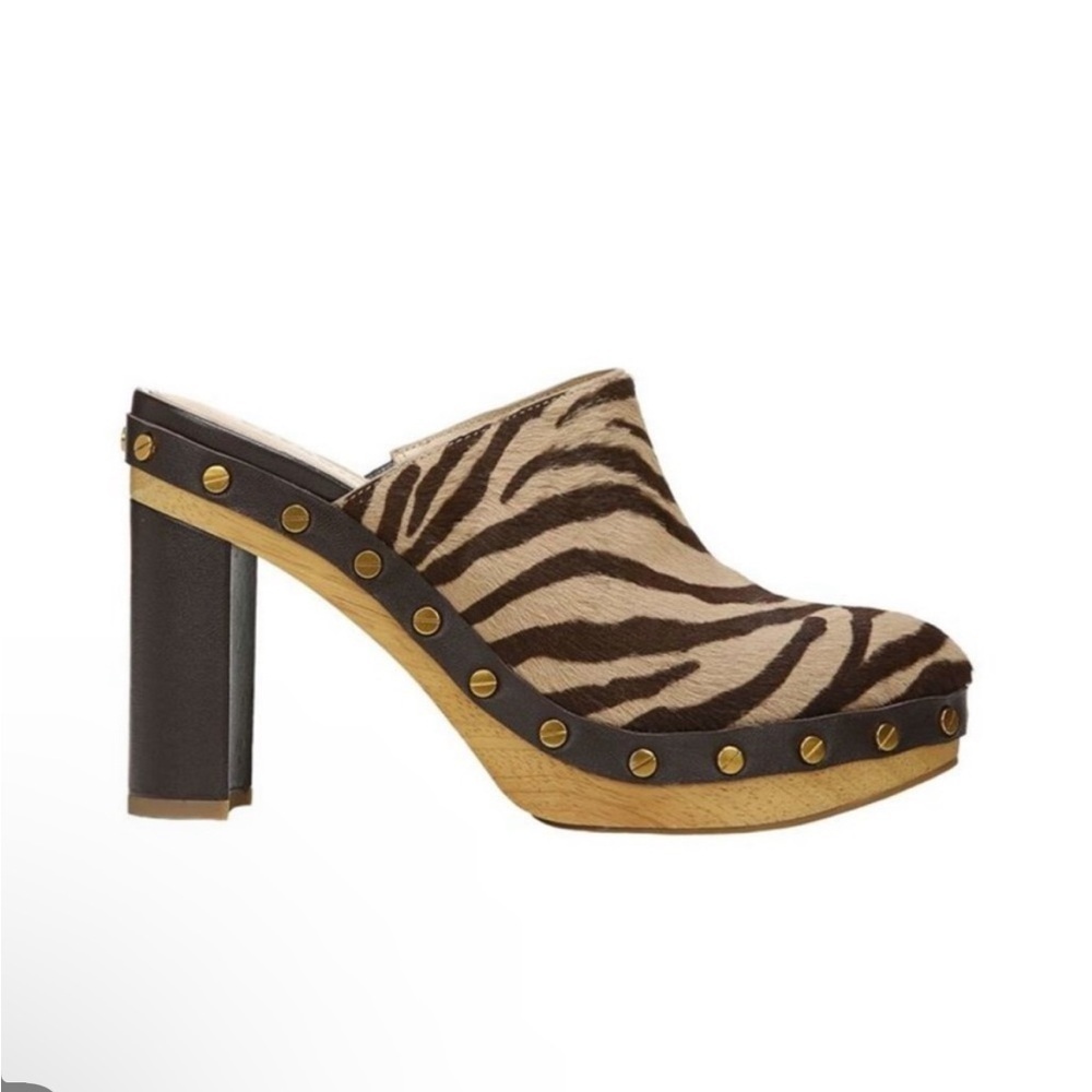 Veronica Beard Women's Grita Genuine Calf Hair Mule Clogs Size 10 Tiger Print